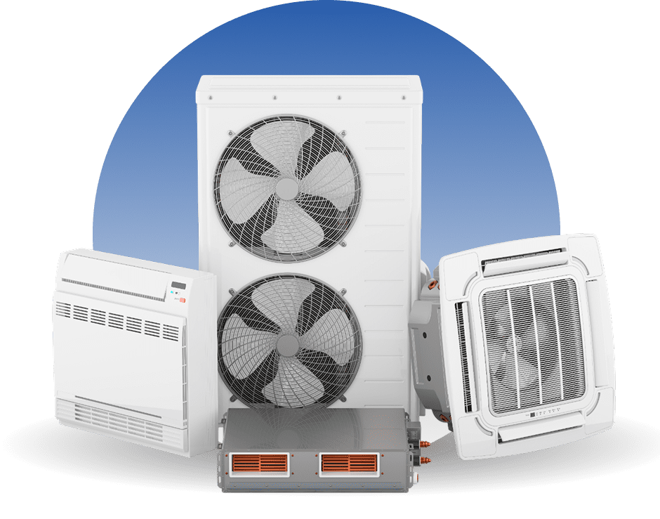 Heating and cooling system units displayed.