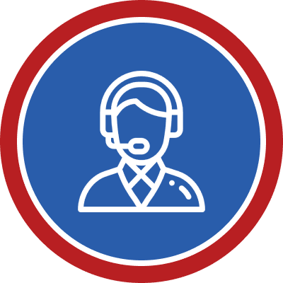 Customer service icon with headset and tie.